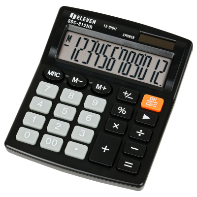 Калькулятор настольный Eleven SDC-812NR, 12 разрядов, двойное питание, 127*105*21мм, черный