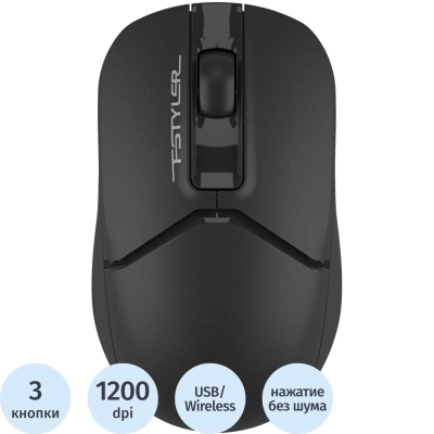Мышь беспроводная с бесшумным кликом A4TECH Fstyler FG12S, USB, 3 кнопки, оптическая, 1454153