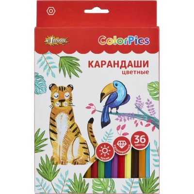 Карандаши цветные 36 цв 6-гран ColorPics в наборе