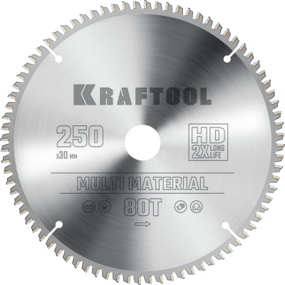 Диск пильный по алюминию Multi material 250x30 мм, 80Т KRAFTOOL