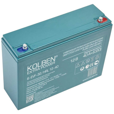 Аккумулятор KOLBEN EXTRA POWER 6-EVF-32 12В 34Ач (C5) 266x76x170 мм