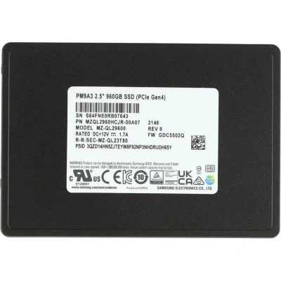 SSD накопитель Samsung PM9A3 960GB U.2 2.5 PCIe 4.0 x4 MZQL2960HCJR-00A07