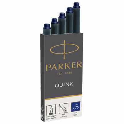 Картриджи чернильные PARKER "Cartridge Quink", КОМПЛЕКТ 5 штук, блистер, синие, 1950403