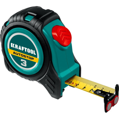 Рулетка с автостопом KRAFTOOL AutoStop 3 м 3412-3-16 представляет собой профессиональную