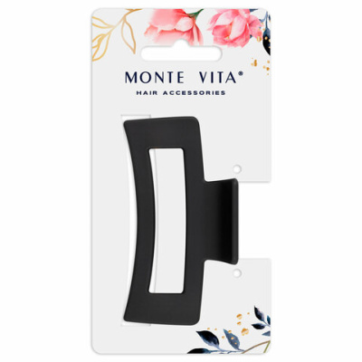 Краб для волос 8,5 см, soft-touch, чёрный, MONTE VITA (МОНТЕ ВИТА), 457002