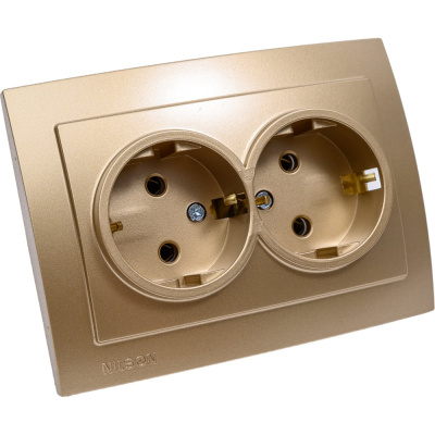 Розетка NILSON 2СП з/к золото Touran metallic