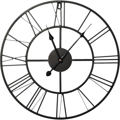 Часы настенные металл Black Metal Clock 40x40 арт.79806