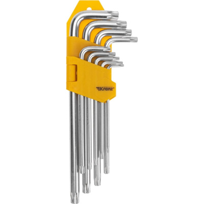 Набор ключей имбусовых антивандальный Torx ТТ10-ТТ50 9 шт., удлиненные KRANZ