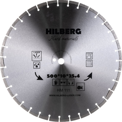 Диск алмазный отрезной сегментный Hard Materials Laser (500x25.4 мм) Hilberg HM111 Назначение: армированный бетон