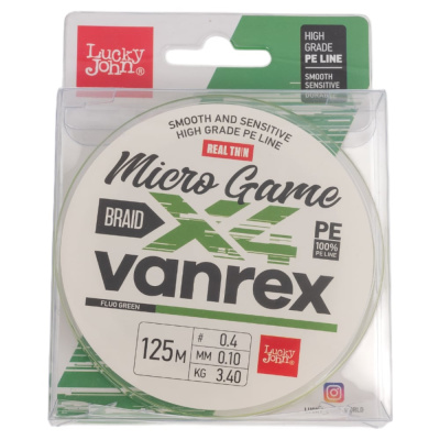 Плетеная леска LUCKY JOHN LJ Vanrex MICRO GAME х4 BRAID Fluo Green 125/010 LJ4115-010