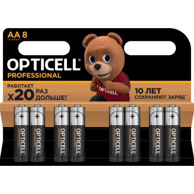 Многоцелевые батарейки улучшенной формулы Opticell Professional работают до 20 раз дольше