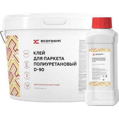 Полиуретановый клей ECOROOM 2К D-90 для паркета, 10 кг, комплект из 2-х частей: А+Б Е-PUКлей