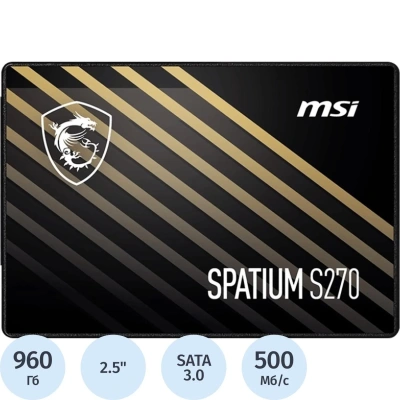 SSD накопитель MSI SSD SPATIUM S270, 960GB, 2.5 SATA(S78-440P130-P83)