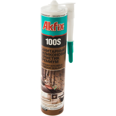 Санитарный герметик для кухни и ванной Akfix 100S прозрачный, 310 мл