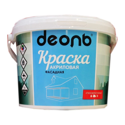 Краска акриловая ДЕОЛЬ Фасадная Красный кирпич, матовая 9 л