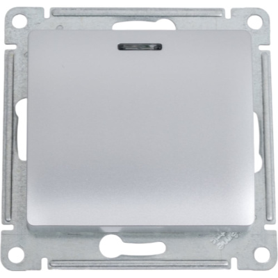 Переключатель Systeme Electric Glossa Алюминий 1-клавишный с подсветкой, сх.6а, 10АХ SE