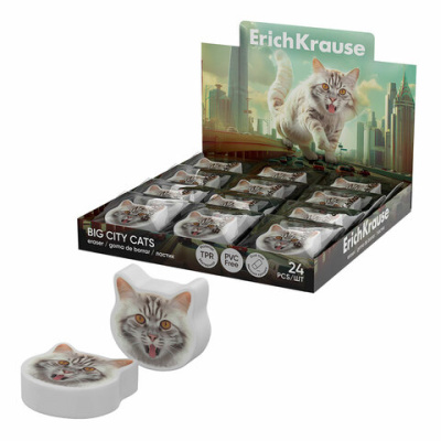 Ластик фигурный ERICH KRAUSE "Big City Cats", 25,6х25,3х7 мм, 63061