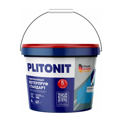 Мастика PLITONIT WaterProof Standard эластичная гидроизоляционная, 8 кг