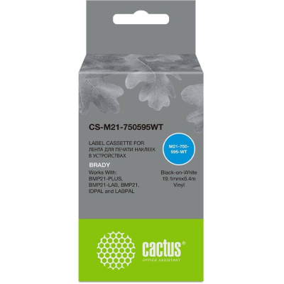 Ленточный картридж CACTUS CS-M21-750595WT черный для Brady