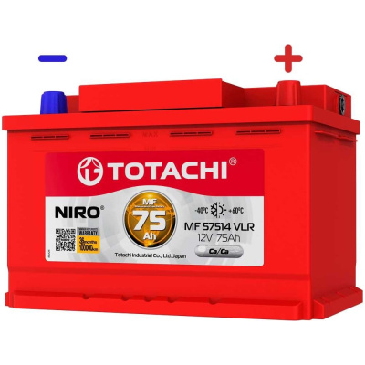 Аккумуляторная батарея TOTACHI АКБ NIRO MF 57514 VLR 75 а/ч поляр. обратная 0 (JIS L)