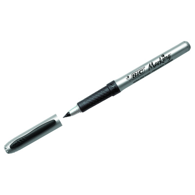 Маркер перманентный BIC резиновый грип, черный, 0,7мм