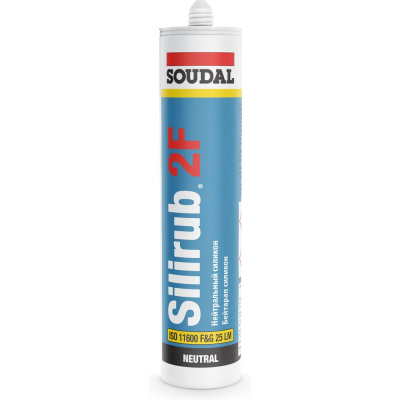 Нейтральный силиконовый герметик Soudal Силируб 2F серый, 300 мл
