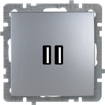 Механизм розетки NILSON USB 1СП серебро Touran/Alegra metallic