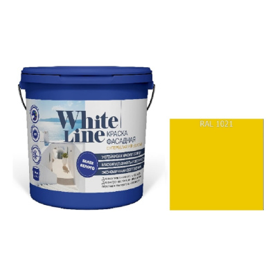 Краска фасадная ВД White Line RAL 1021 Рапсово желтый, ведро 0,9 л, 1,1 кг
