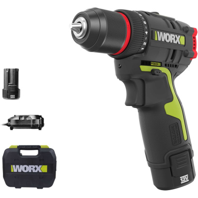 Аккумуляторная бесщеточная дрель-шуруповерт WORX Professional 12В, 40Нм, 2Ач х2, ЗУ 1.5 Ач