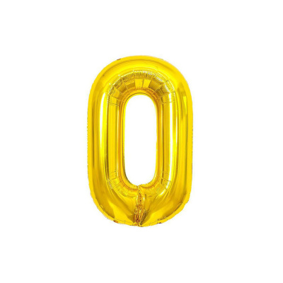 Воздушный шар, 86 см, MESHU, цифра 0, золотой, фольгированный