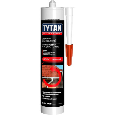 Нейтральный силиконовый герметик для кровли Tytan Professional 11276, 310 мл, прозрачный
