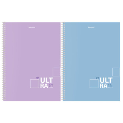 Тетрадь А4, 96 л., BRAUBERG, гребень, клетка, матовая ламинация, "UltraTone" (микс в спайке), 405317